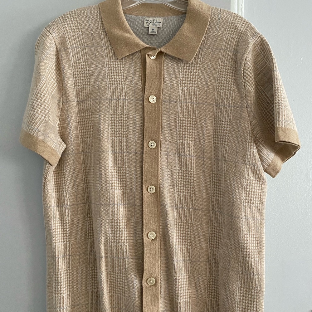 J. Crew Tan Plaid Short Sleeve Men's Polo
